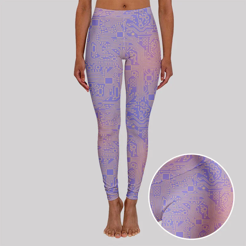 Statement Shirts Computer Circuit Board Purple Geek Leggings