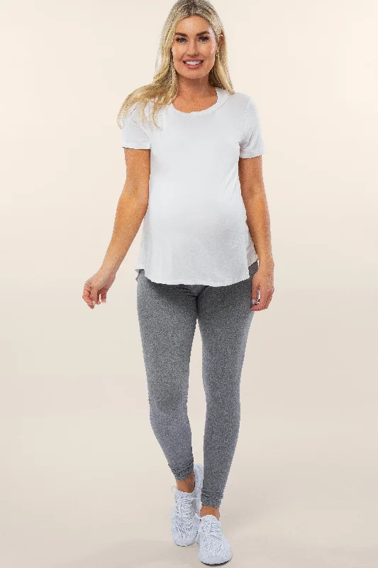Comfortable Wearables Heather Grey Basic Maternity Leggings
