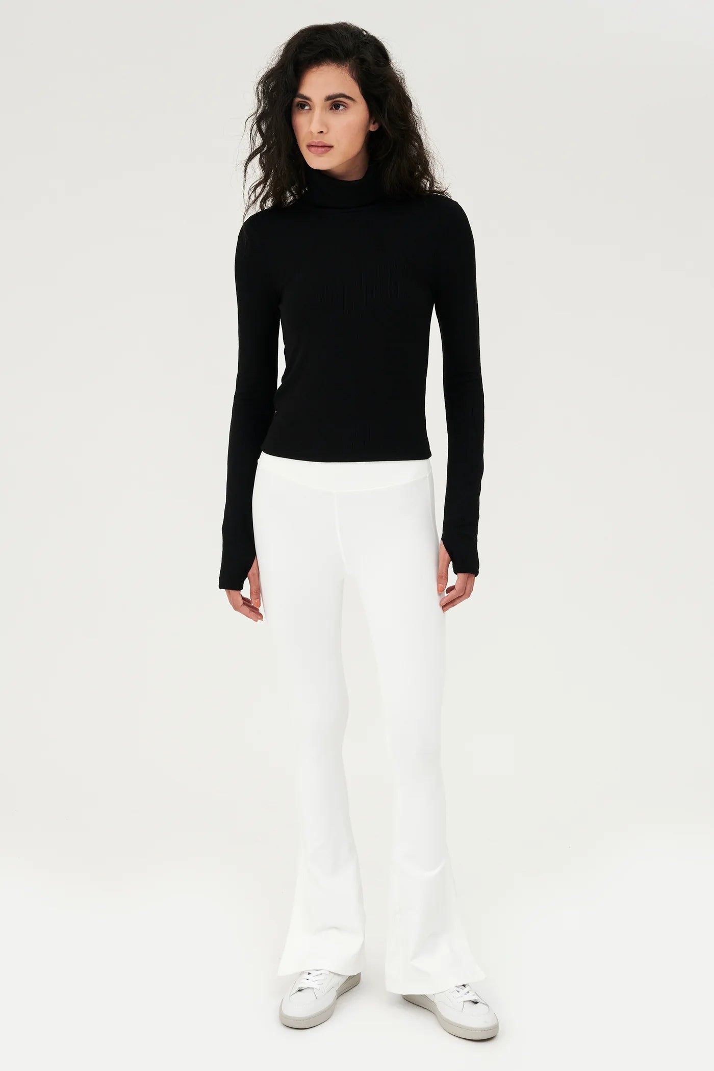 Cozy Essentials Raquel High Waist Flare w/ Split Hem in White