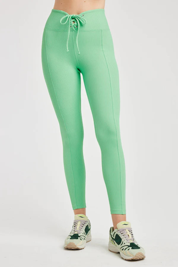Casual Jackets Ribbed Football Leggings in Watermelon Green