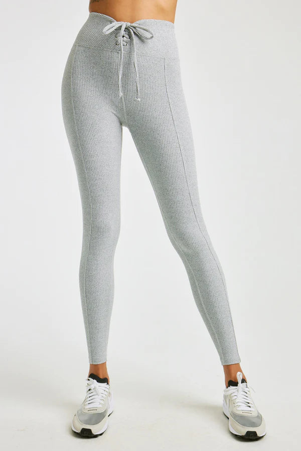 Outdoor Clothing Ribbed Football Leggings in Heather Grey