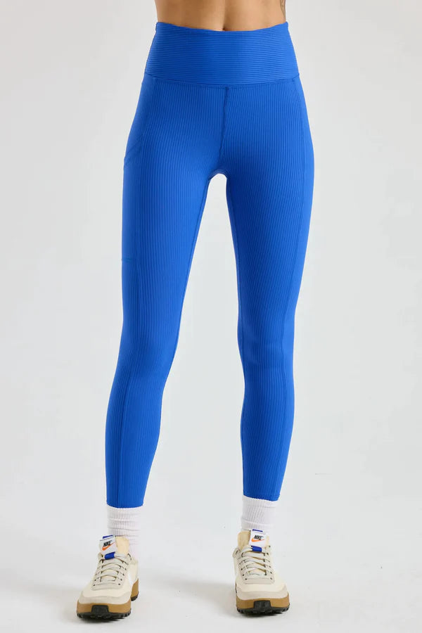 Button-down Shirts Ribbed Pocket Leggings in Blue Flame