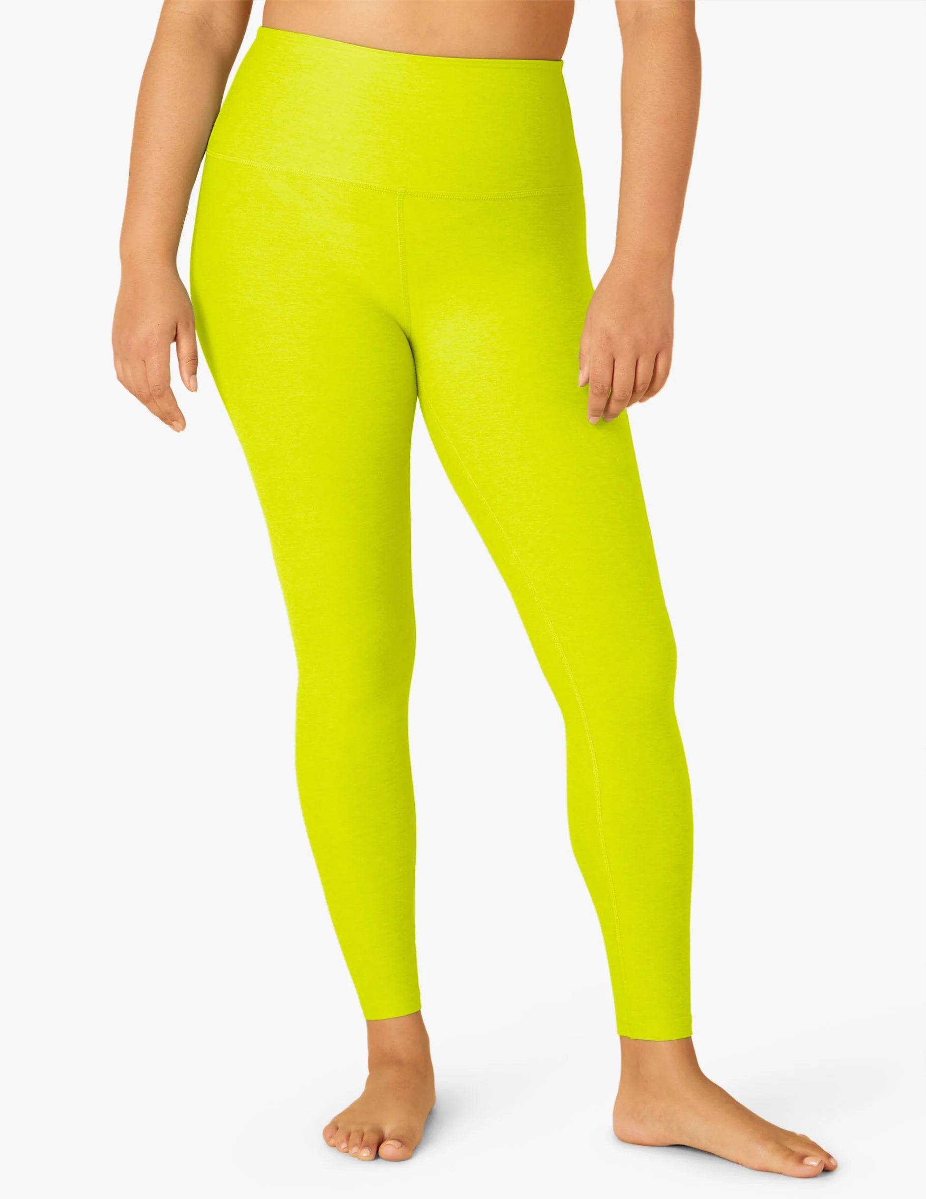 Soft Materials Spacedye Caught In The Midi High Waisted Legging in Chartreuse