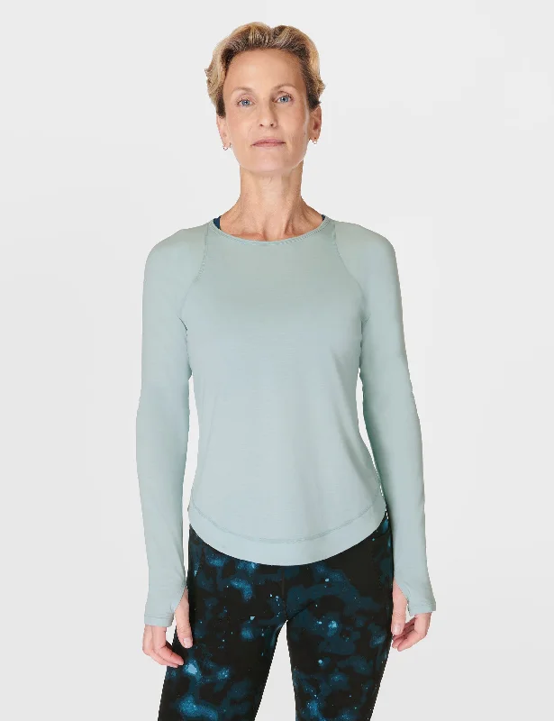 Varsity Jackets Breathe Easy Running Long Sleeve Top - Muted Teal Blue