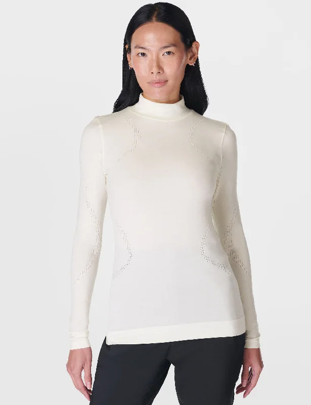 Workwear Jackets Merino Blend Turtle Neck Base Layer Top - Studio White