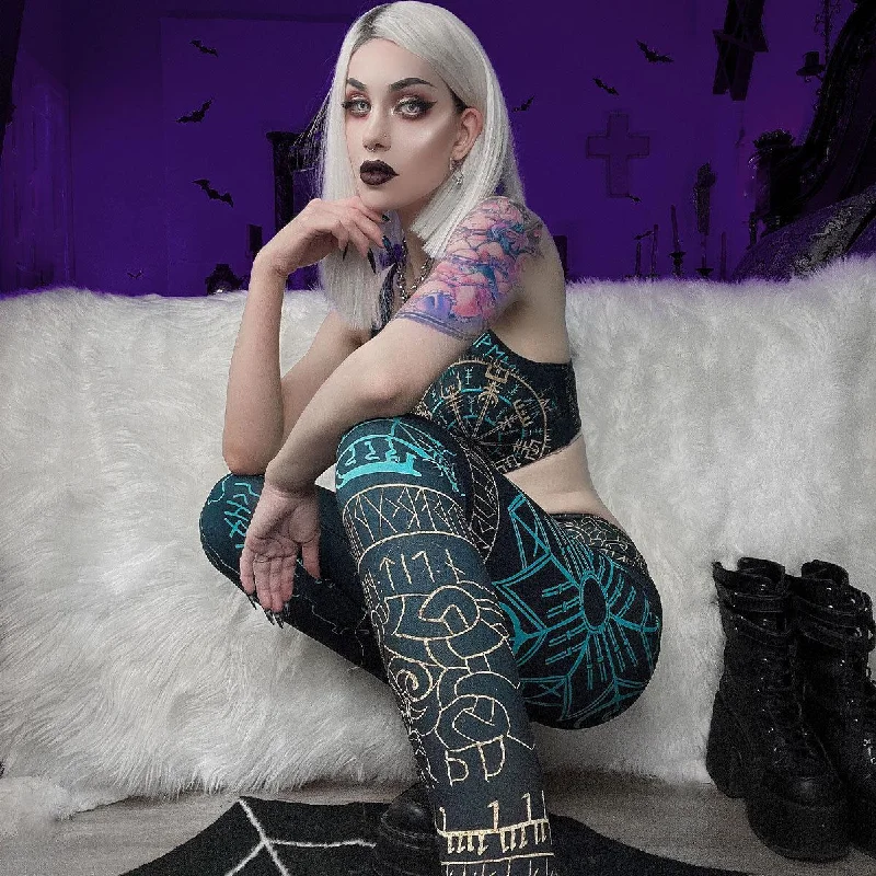 Printed Scarves Vegvisir Limited Sports Crop and Leggings Set