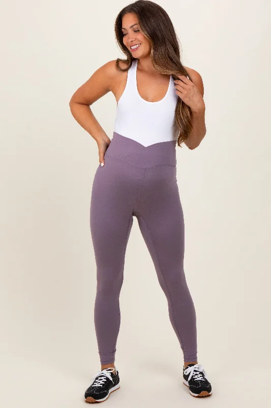 Slim-fit Shirts Violet Crossover Waistline Maternity Leggings