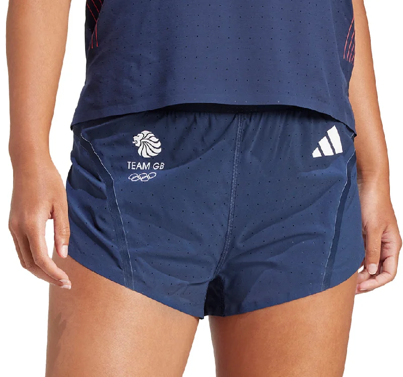 Laid-Back Essentials adidas Adizero Team GB Womens Split Running Shorts - Blue
