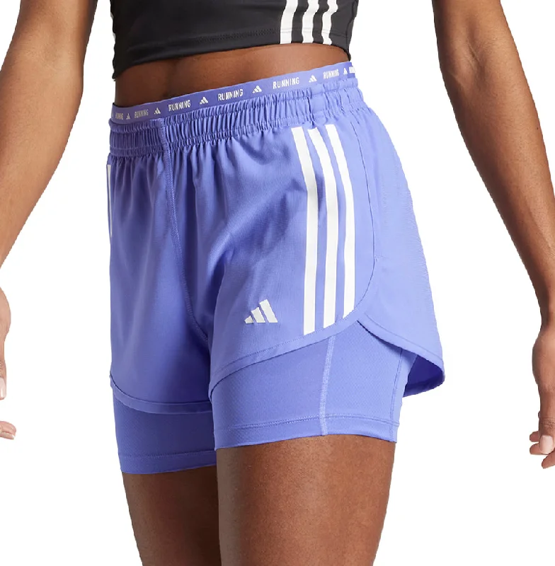 Active Essentials adidas Own The Run 3 Stripes 2 In 1 Womens Running Shorts - Blue