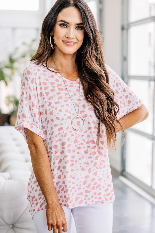 Dress Shoes All For You Ivory and Pink Spotted Top