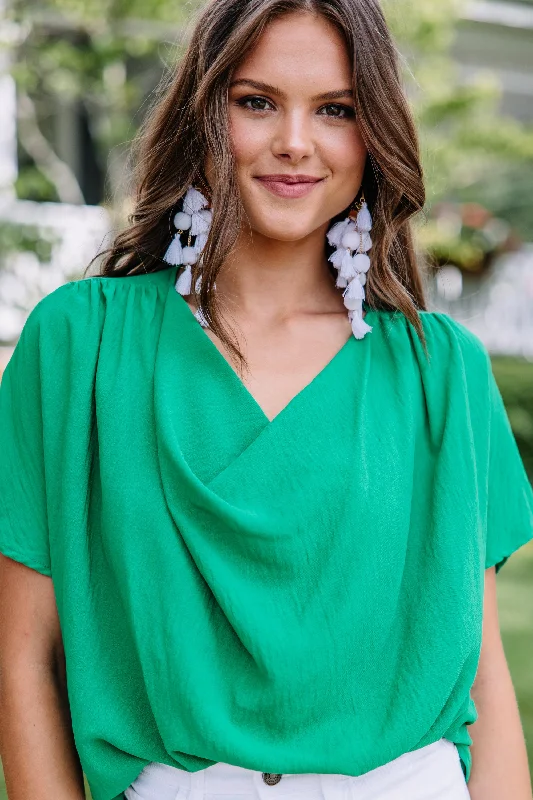 Leather Sneakers All For You Kelly Green Cowl Neck Blouse