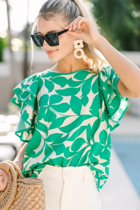 Layered Jackets All In Green Floral Blouse