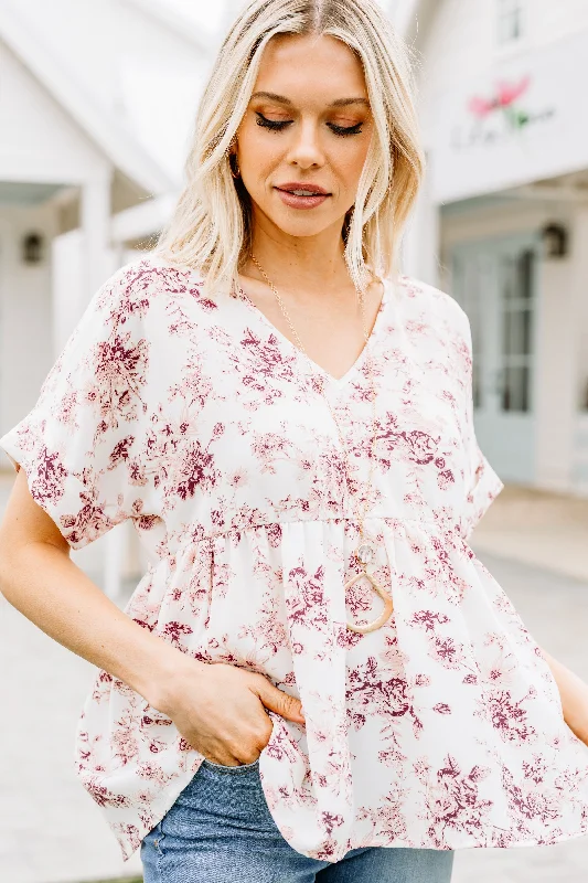 Comfortable Style At This Level Cream White Floral Babydoll Top