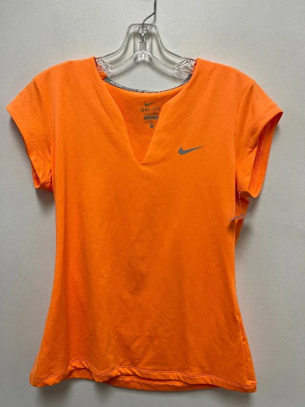 Athletic Top Short Sleeve By Nike In Orange, Size: L