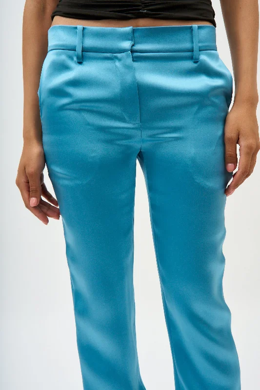 Silk Skinny Aquamarine Trousers