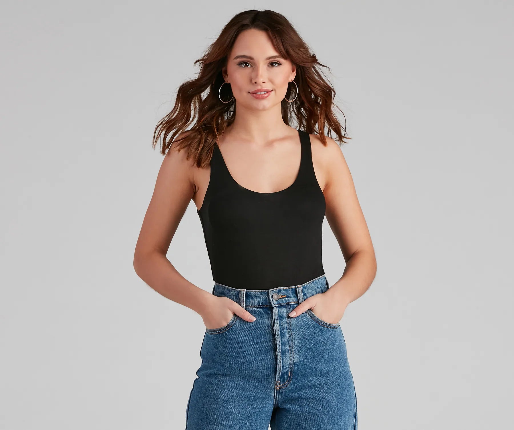 Trendy Outerwear Basic Needs Scoop Neck Bodysuit