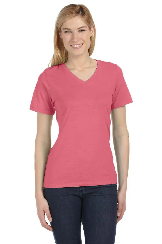 Bella + Canvas Womens Relaxed Jersey Short Sleeve V-Neck T-Shirt - Red Triblend