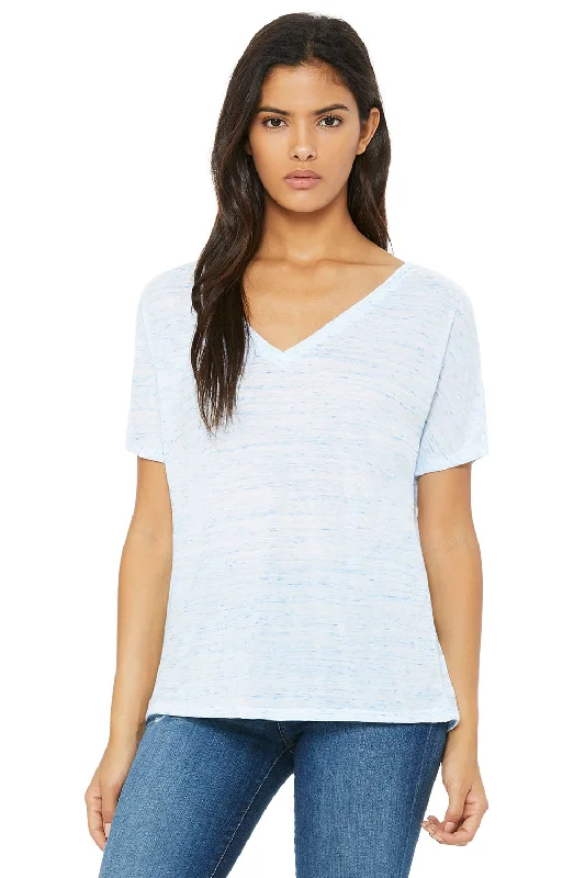 Bella + Canvas Womens Slouchy Short Sleeve V-Neck T-Shirt - Blue Marble