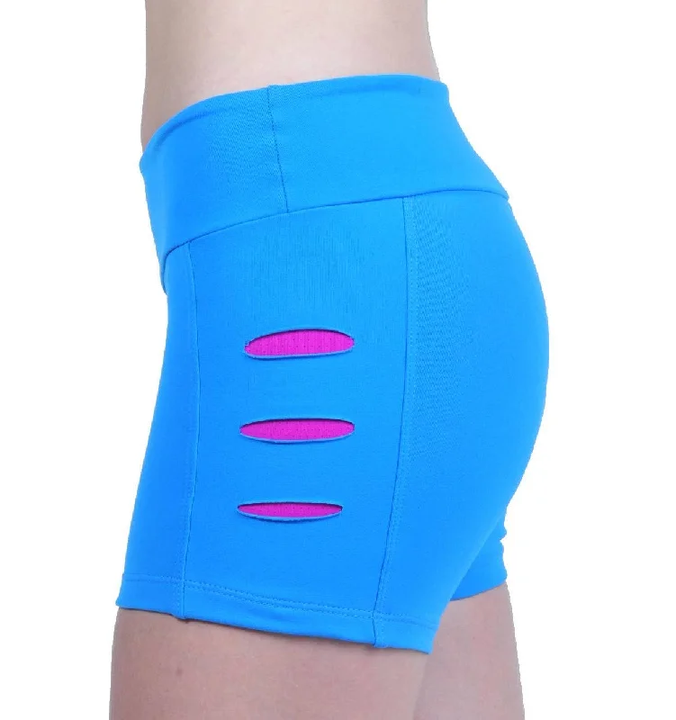 High-fashion Looks Bia Brazil Activewear Sliced up Shorts SH2451 Turquoise/Fuschia