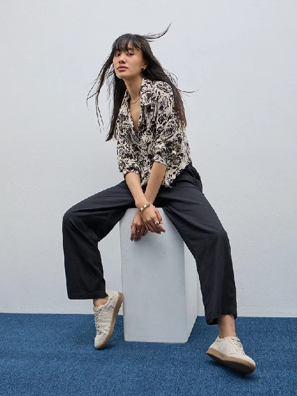 Sports Jackets Bombay Paisley Black High-Rise Cotton Blend Pants
