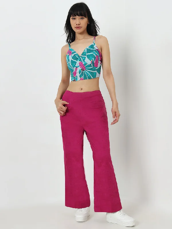Everyday Apparel Bombay Paisley Dark Pink Self High-Rise Cotton Pants