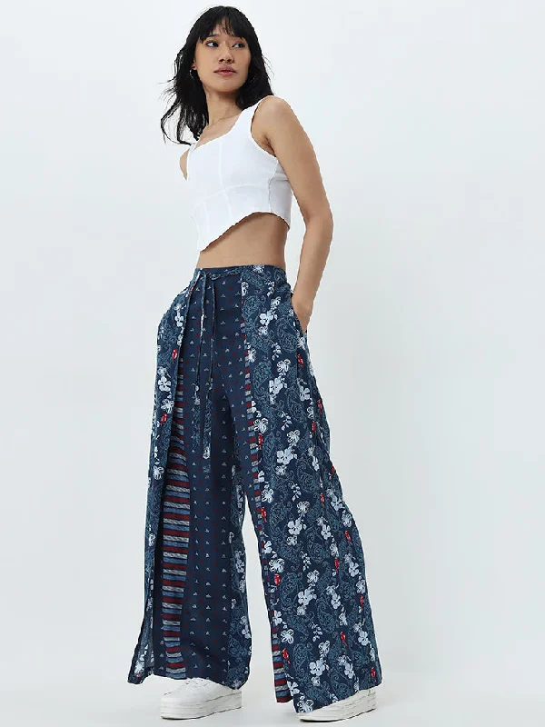 Sporty Trends Bombay Paisley Indigo Paisley Printed High-Rise Pants