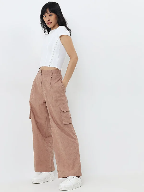 Street Gear Bombay Paisley Light Brown Floral High-Rise Cotton Pants