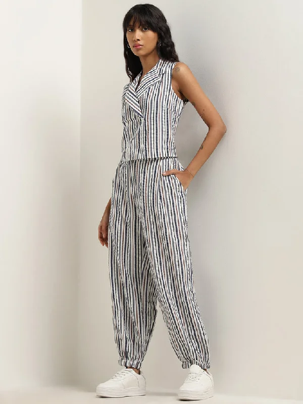 Work Clothes Bombay Paisley Multicolour Striped Mid-Rise Cotton Pants