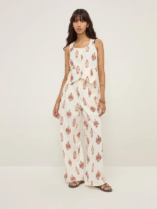 Lightweight Outerwear Bombay Paisley Off-White Printed High-Rise Cotton Blend Pants
