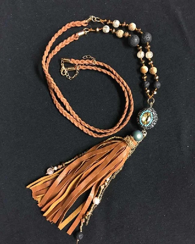 Urban Look Braided Volcanic Tassel Necklace