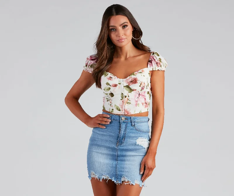 Tailored Coats Bring The Charm Floral Corset Top