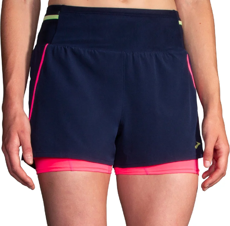 Lightweight Gear Brooks 3 Inch High Point 2.0 2 In 1 Womens Running Shorts - Blue