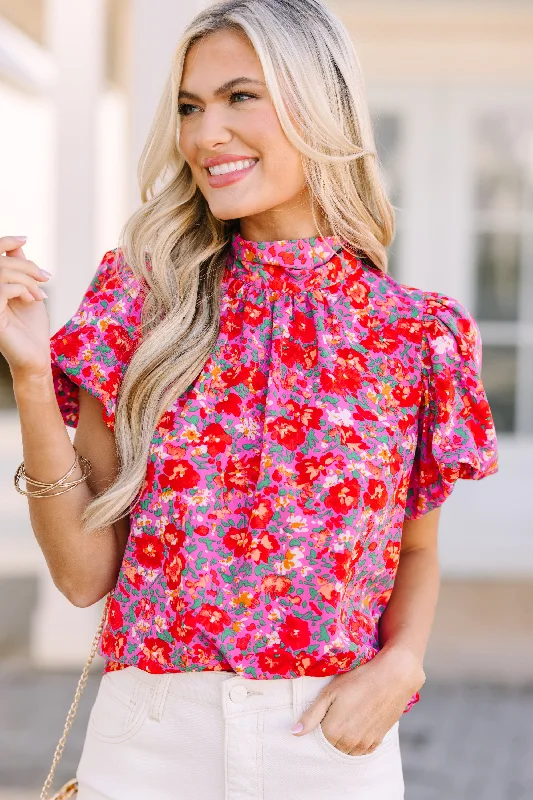 Essential Wardrobe Can't Let You Go Fuchsia Pink Ditsy Floral Blouse