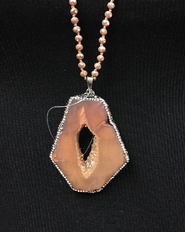 Athletic Shorts Champagne Druzy Necklace with crystals and fresh water pearls