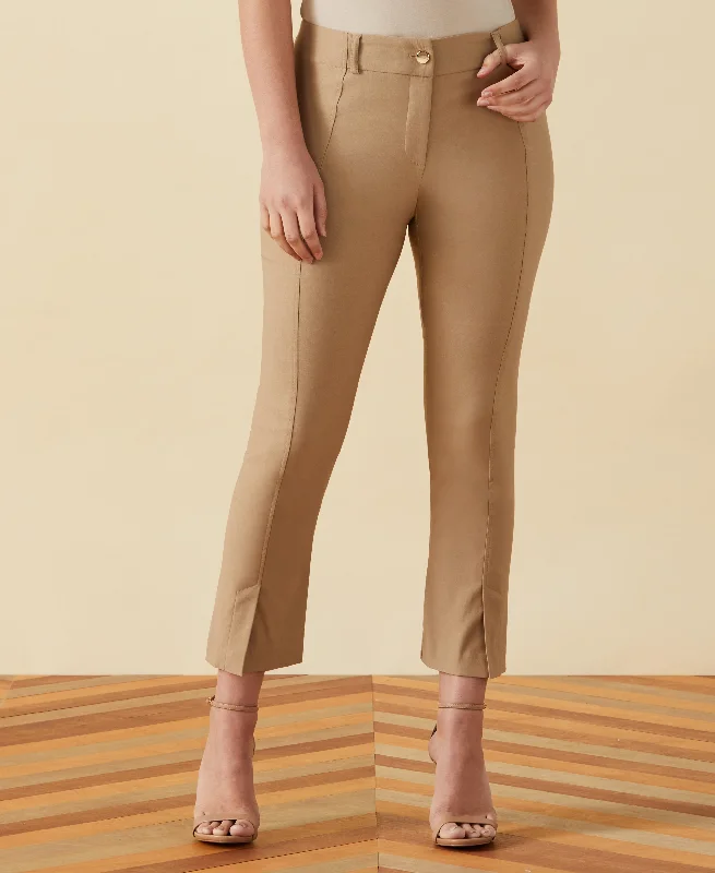 Petite Classic Fit Seamed Straight Leg Crop Pant with Vents