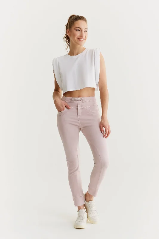 Street-Friendly Wear Mila Mid Waist Jogger 5 Pocket Ankle Pants Lilac