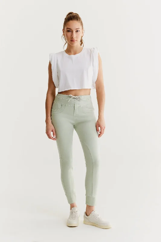 Comfy Hoodies Mila Mid Waist Jogger 5 Pocket Ankle Pants Mint