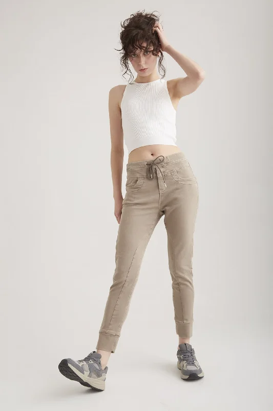 Active Essentials Mila Mid Waist Jogger 5 Pocket Ankle Pants Moon Rock