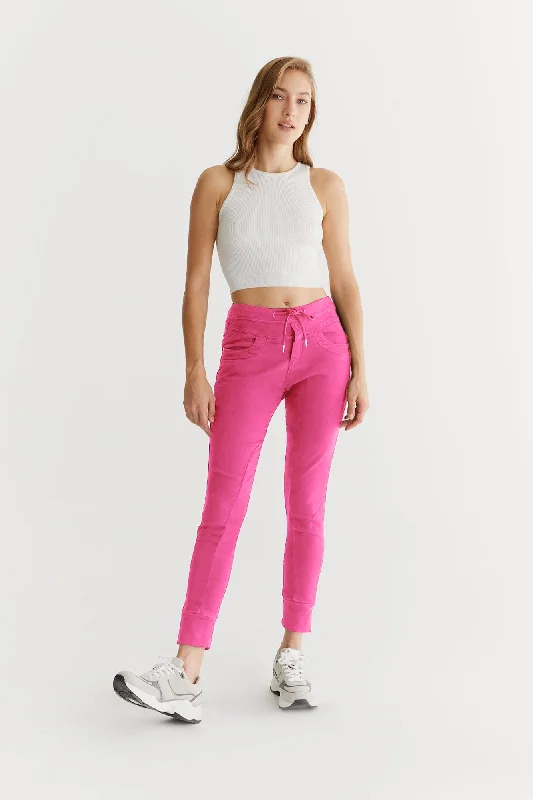 Cool Jackets Mila Mid Waist Jogger 5 Pocket Ankle Pants Pink
