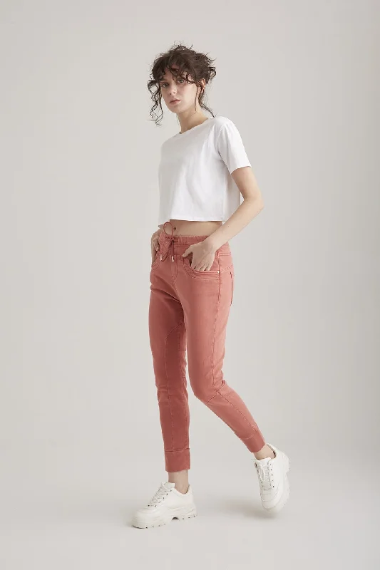 Outdoor Essentials Mila Mid Waist Jogger 5 Pocket Ankle Pants Sunset