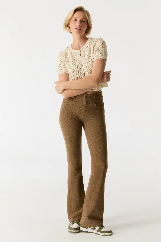 Active Comfort Matilda Cord High Waist Pants Beige