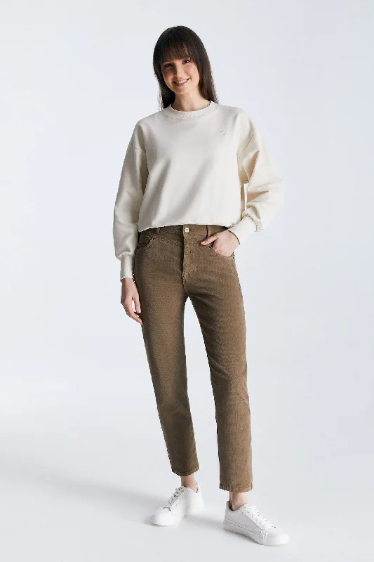 Smart Layers Victoria Cord Mid Waist Pants Beige