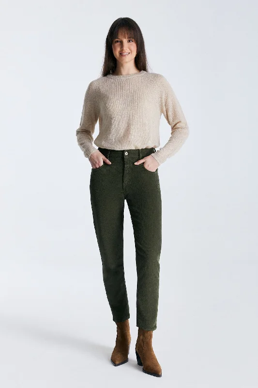 Sport-Inspired Gear Victoria Cord Mid Waist Pants Green
