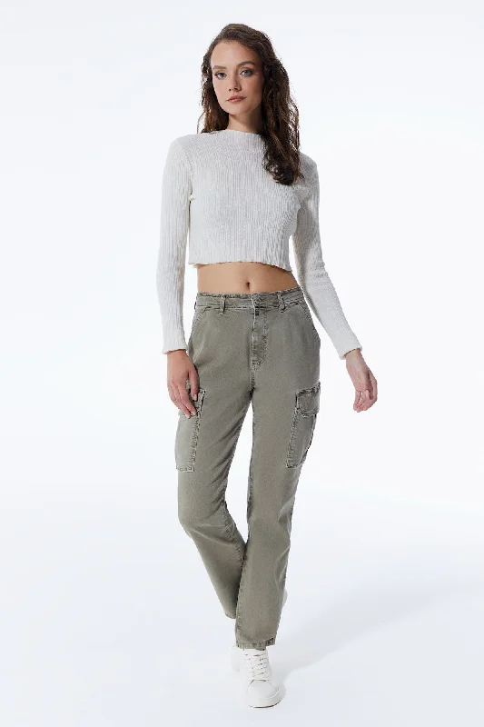 Wool Sweaters Daphne High Waist Cargo Pants Khaki