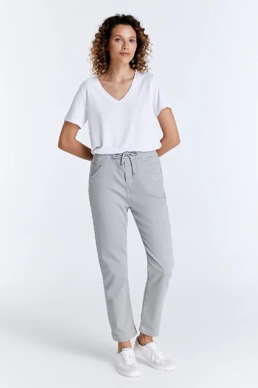 Sporty Suits Ella Mid Waist Jogger 5 Pocket Ankle Pants Ice Grey