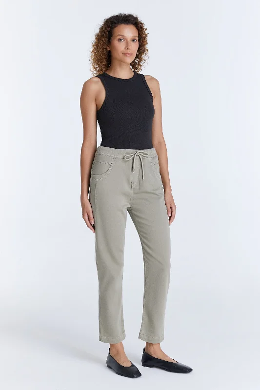 Casual Chic Ella Mid Waist Jogger 5 Pocket Ankle Pants Sage
