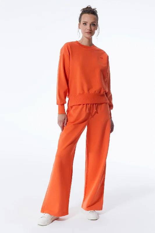 Laid-Back Style Lea Elastic Waist Pants Orange