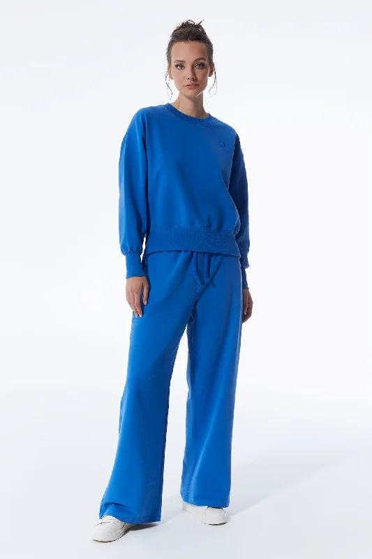 All-Purpose Wear Lea Elastic Waist Pants Saks Blue