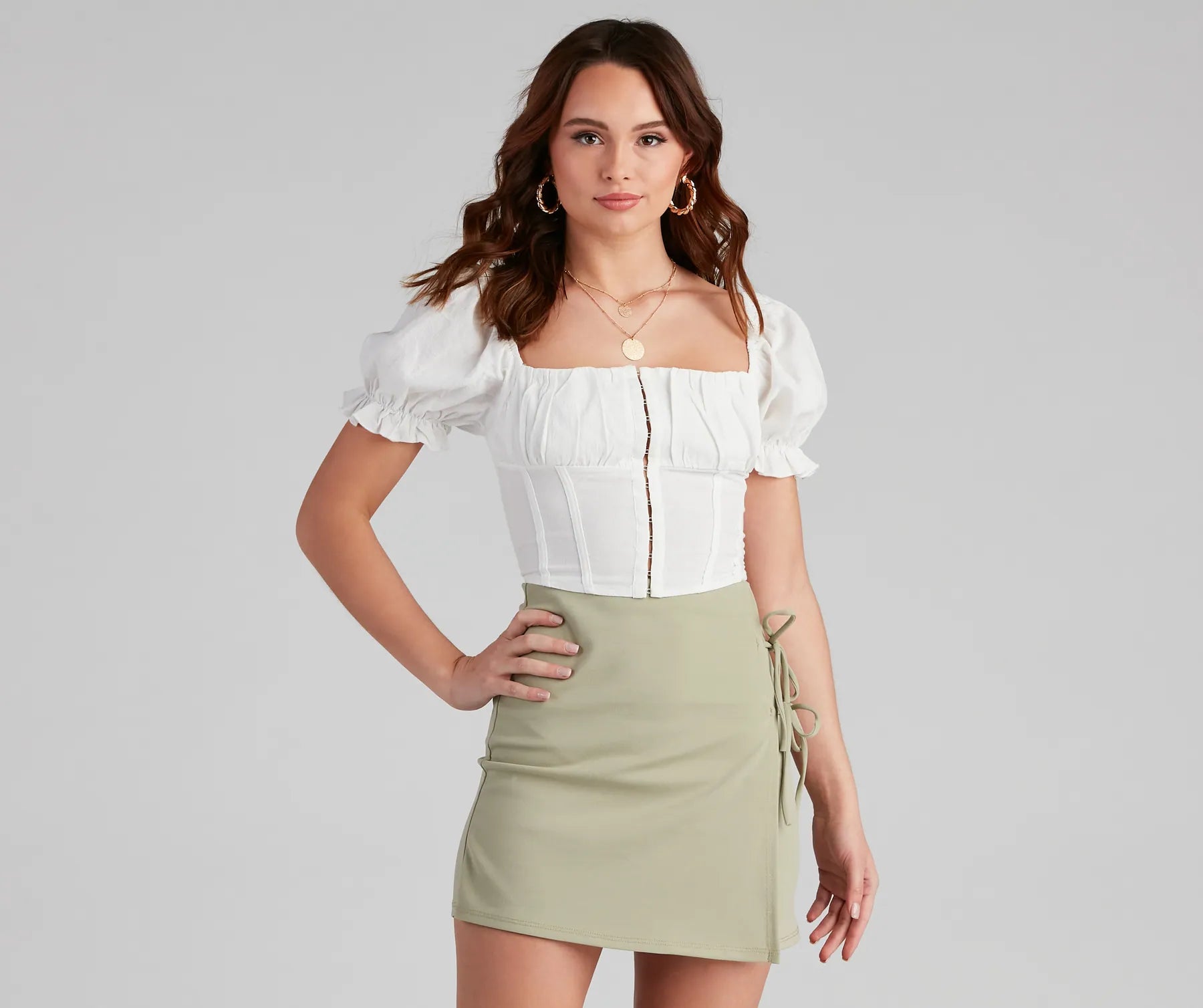 Designer Footwear Cutie Puff Linen Corset Top
