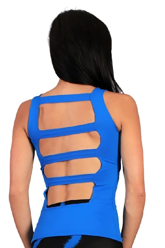 Stylish Apparel Equilibrium Activewear Ladder Back Top LT1053 Royal